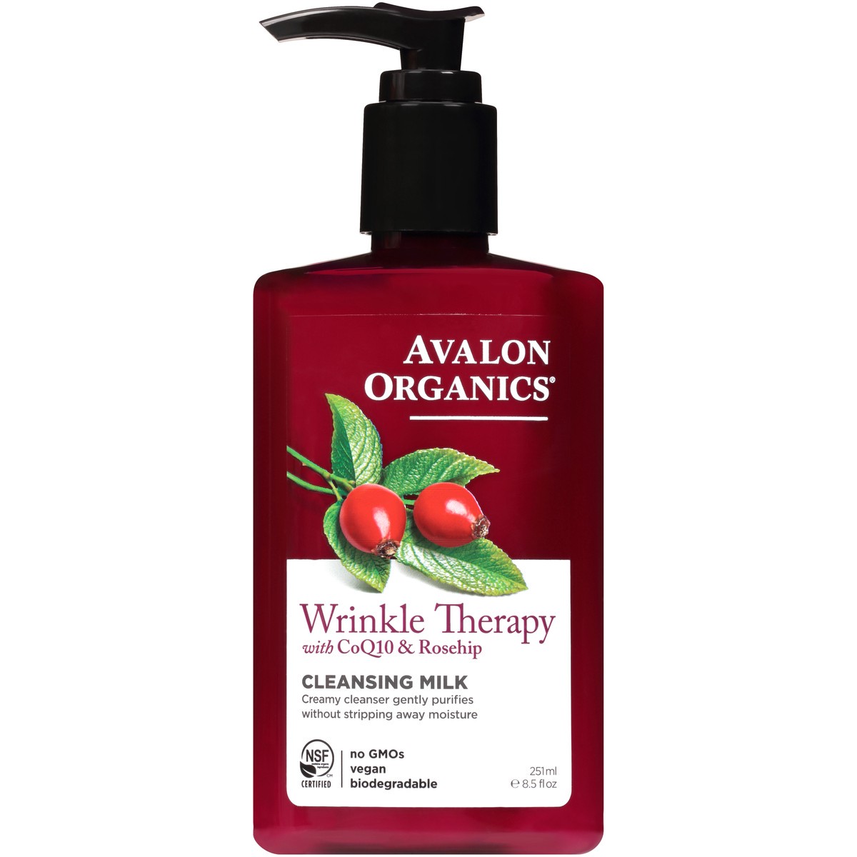 slide 2 of 8, Avalon Organics Wrinkle Therapy With Coq10 & Rosehip Cleansing Milk, 8.5 oz