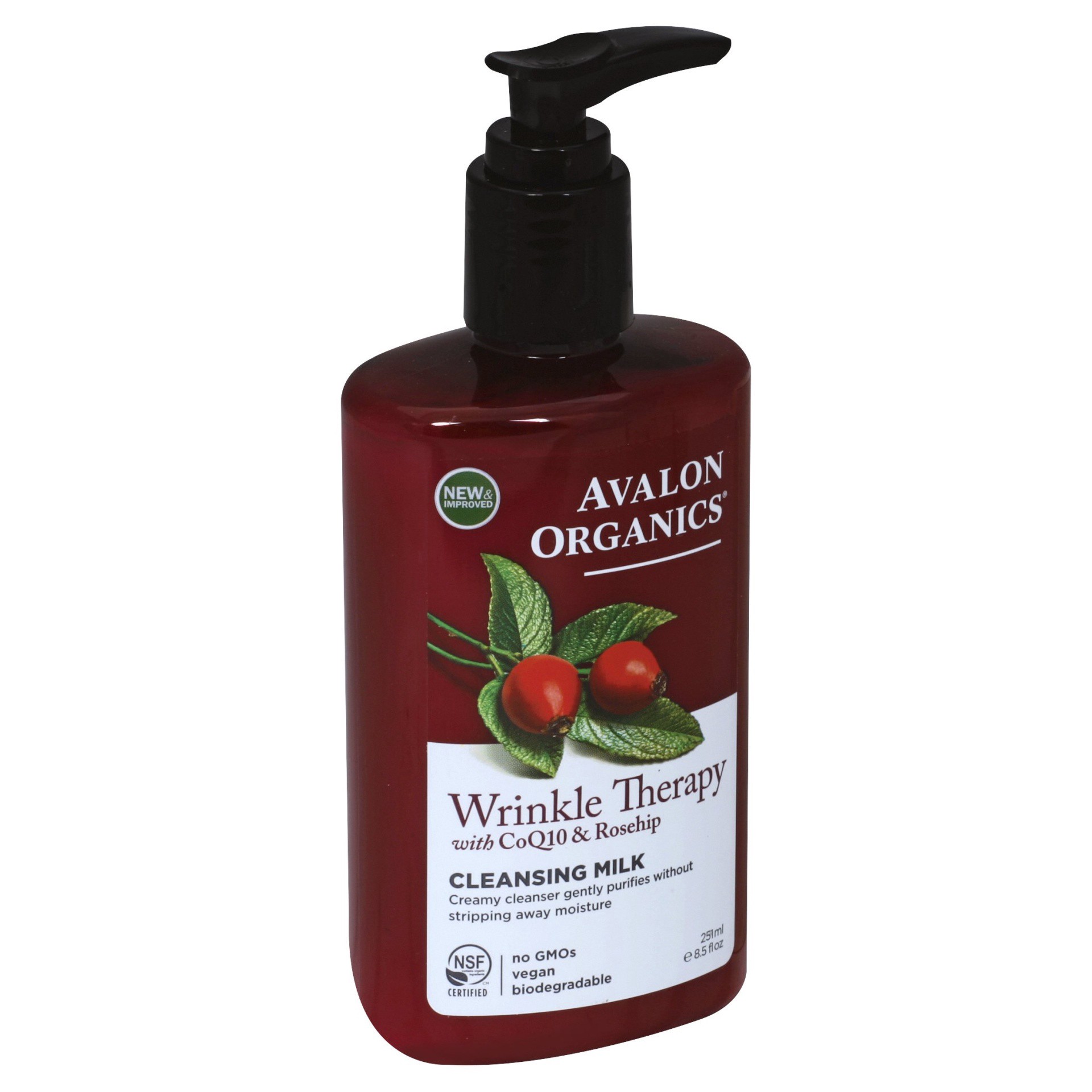 slide 1 of 8, Avalon Organics Wrinkle Therapy With Coq10 & Rosehip Cleansing Milk, 8.5 oz