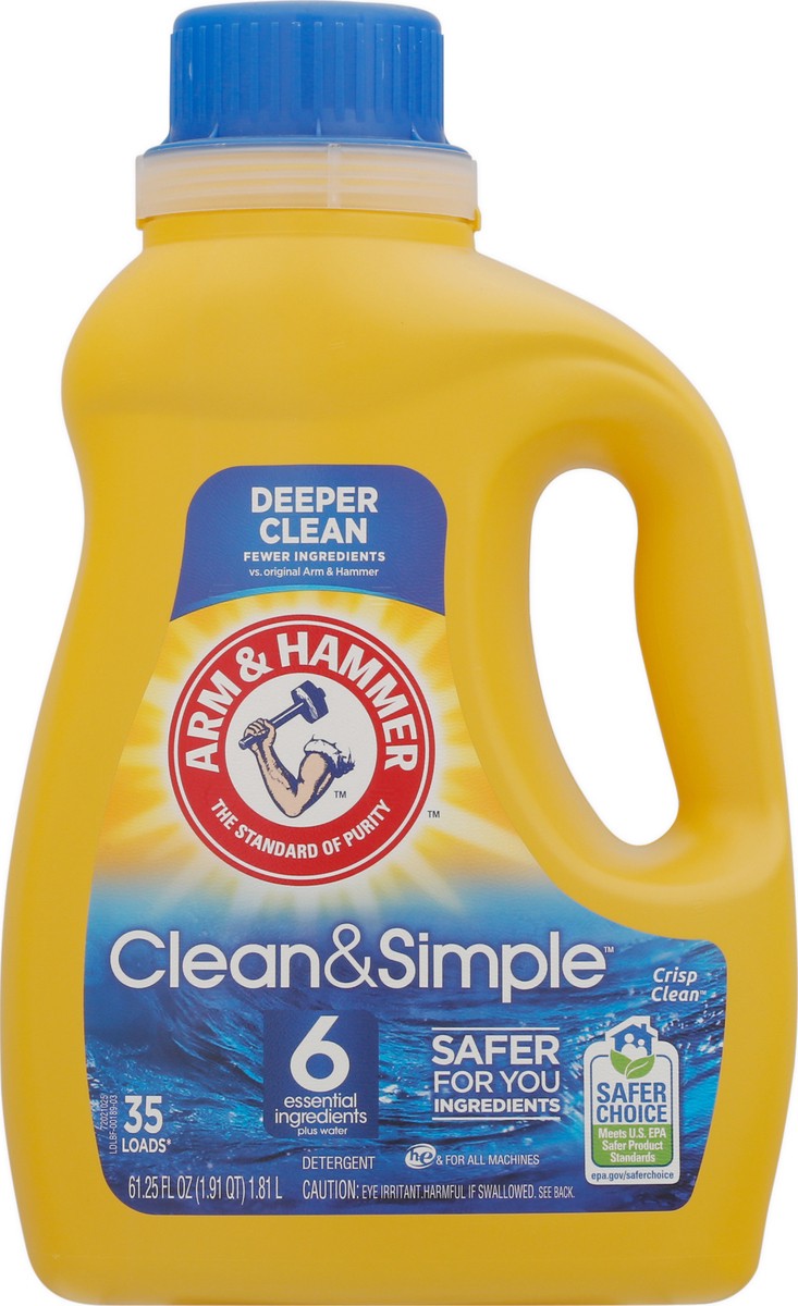 slide 6 of 9, ARM & HAMMER Crisp & Clean Clean & Simple Laundry Detergent, 61.25 fl oz