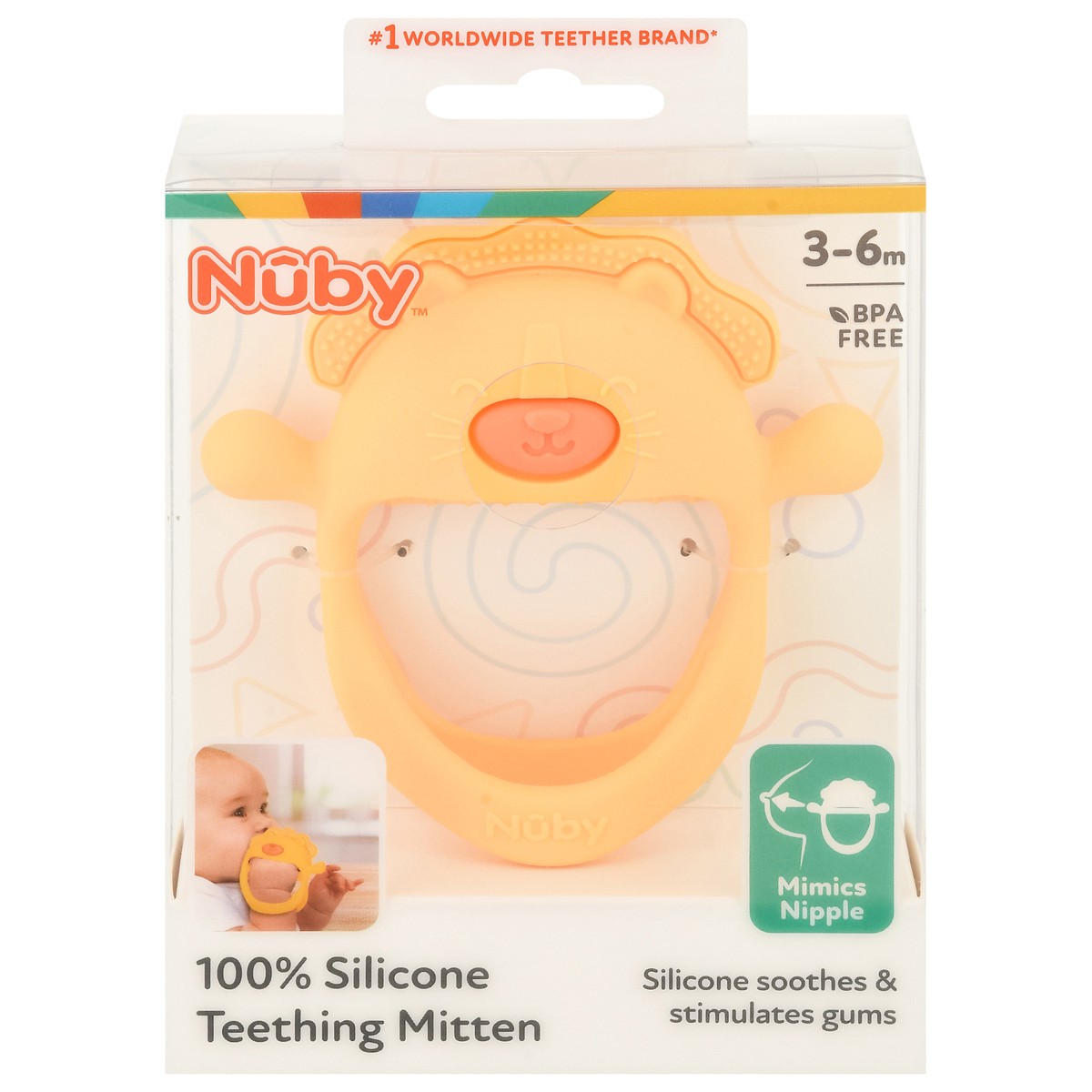 slide 10 of 11, Nuby 3-6m 100% Silicone Teething Mitten 1 ea, 1 ct