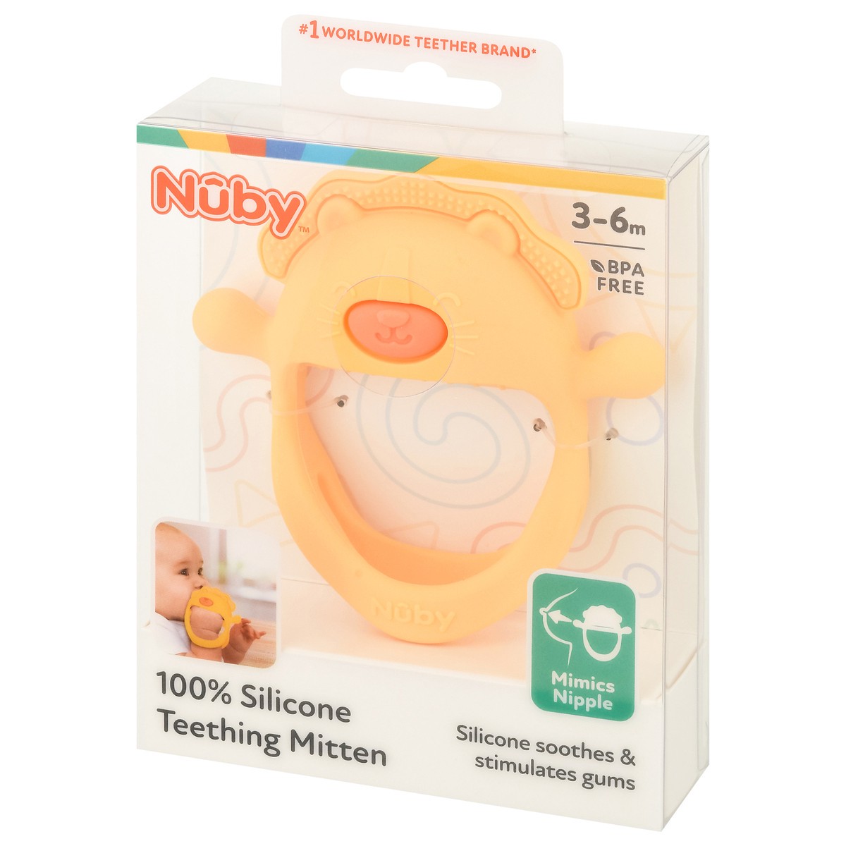 slide 4 of 11, Nuby 3-6m 100% Silicone Teething Mitten 1 ea, 1 ct