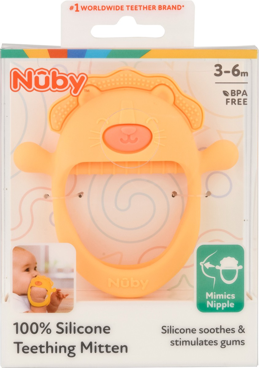 slide 9 of 11, Nuby 3-6m 100% Silicone Teething Mitten 1 ea, 1 ct