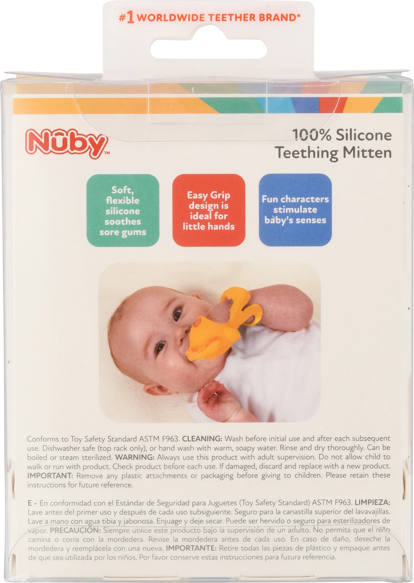 slide 8 of 11, Nuby 3-6m 100% Silicone Teething Mitten 1 ea, 1 ct