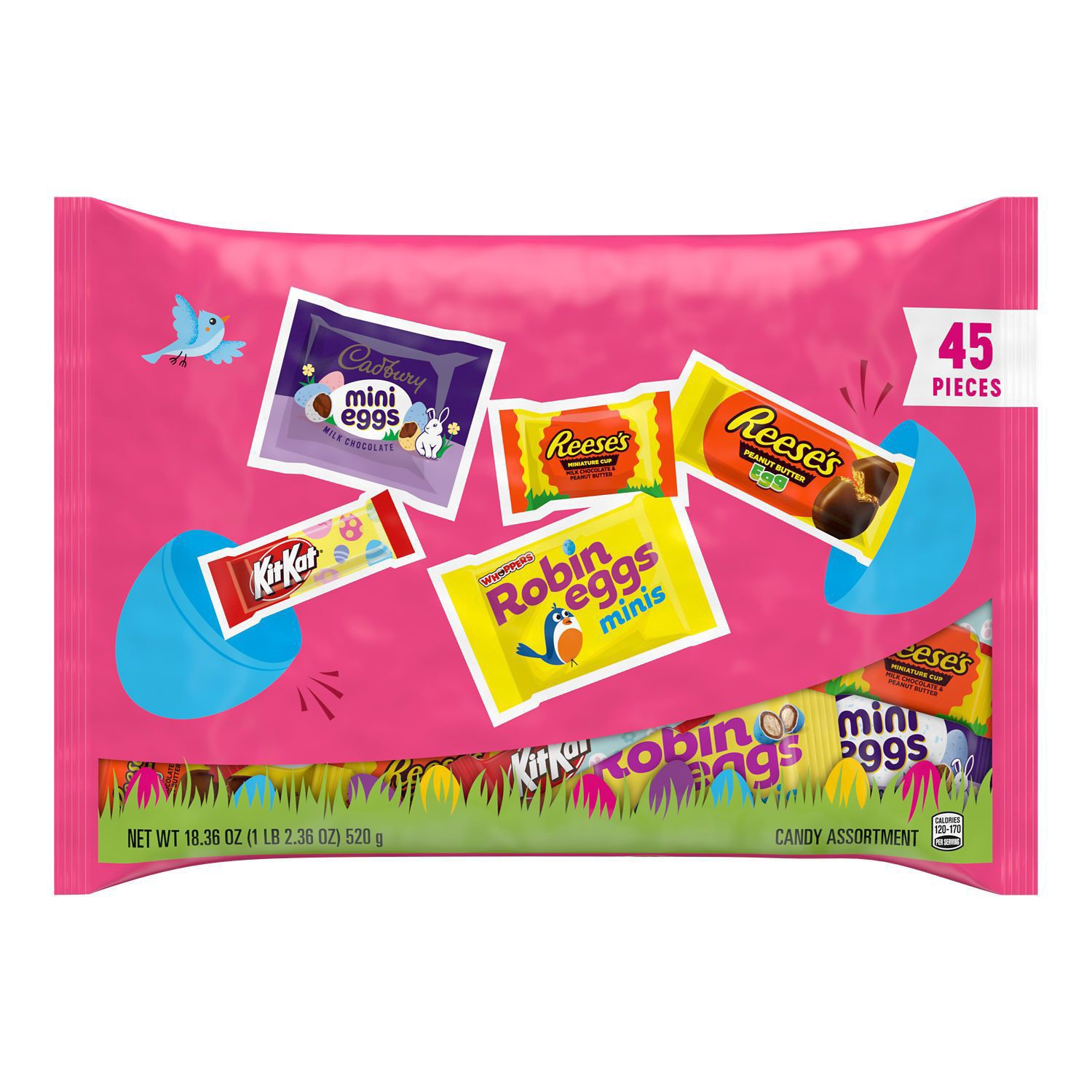 slide 1 of 1, Hershey's Hershey Assorted Flavored, Easter Candy Variety Bag, 18.36 oz (45 Pieces),