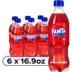 Fanta Strawberry Soda Soft Drink, 16.9 fl oz Bottles, 6 Pack