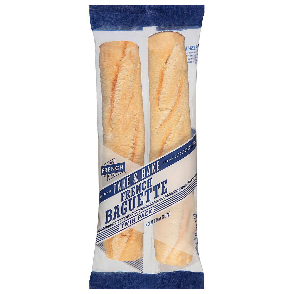 slide 1 of 9, New French Bakery New French Twin Pack Baguete Take And Bake, 14 oz