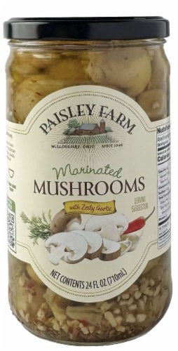 slide 1 of 1, Paisley Farm Zesty Garlic And Sea Salt Marinated Mushrooms, 24 oz