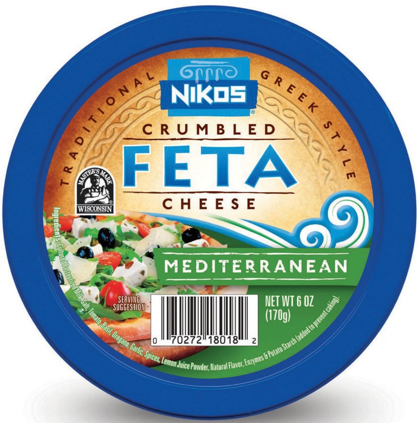 slide 1 of 1, Nikos Mediterranean Feta Crumbles, 6 oz