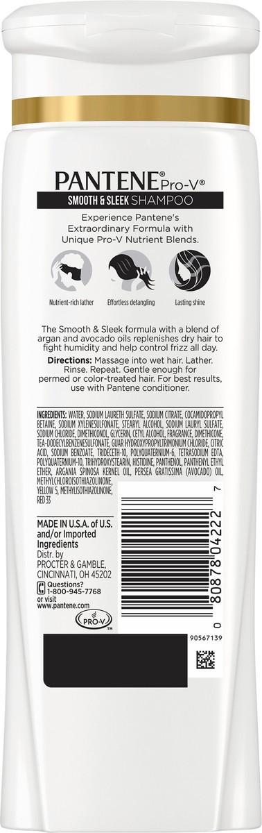 slide 2 of 3, Pantene Pro-V Smooth & Sleek Shampoo 12.6 fl oz Bottle, 12.6 fl oz