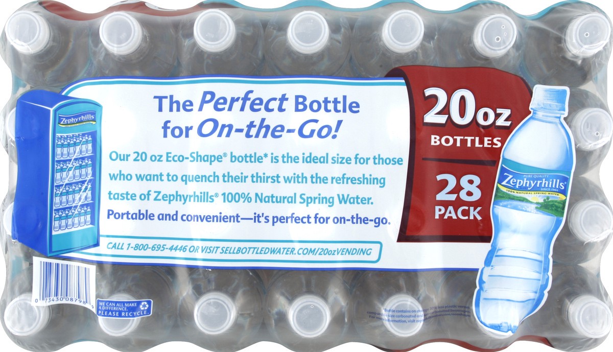 slide 4 of 4, ZEPHYRHILLS Brand 100% Natural Spring Water, 20-ounce plastic bottles (Pack of 28), 20 oz