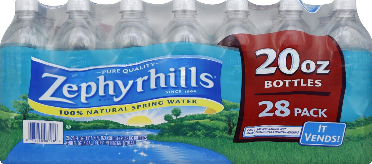 slide 3 of 4, ZEPHYRHILLS Brand 100% Natural Spring Water, 20-ounce plastic bottles (Pack of 28), 20 oz