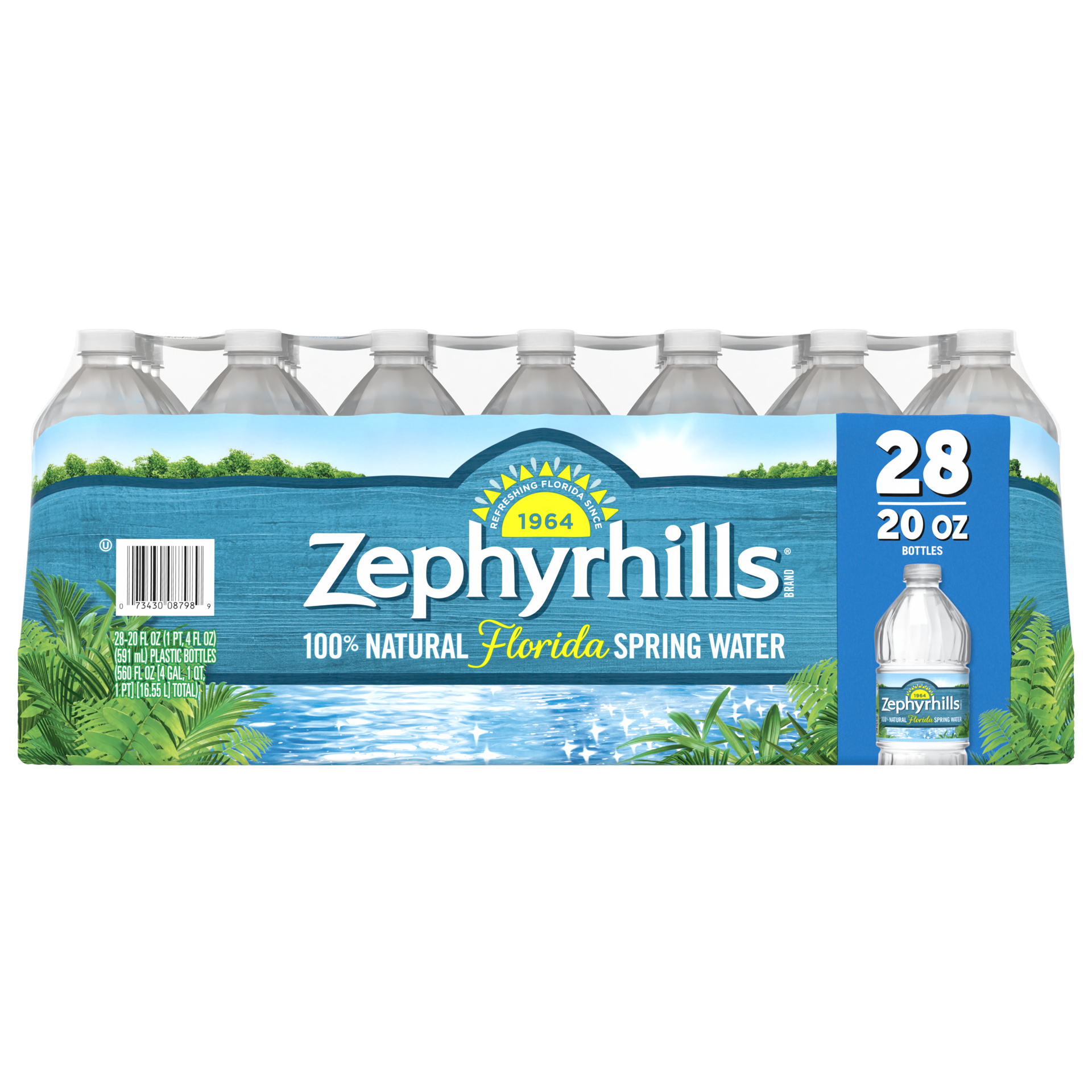 slide 1 of 4, ZEPHYRHILLS Brand 100% Natural Spring Water, 20-ounce plastic bottles (Pack of 28), 20 oz