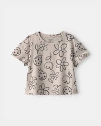 Carter's Baby Girl Ladybug Floral Top - Brown Beige 24M
