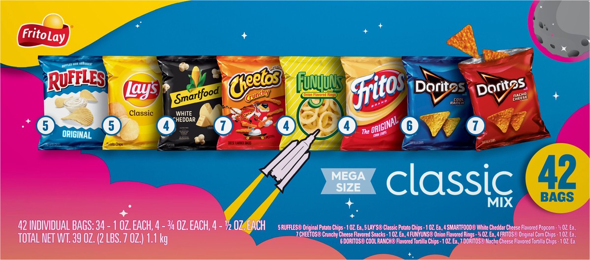 slide 2 of 11, Frito-Lay Snacks Classic Mix Variety 39 Oz 42 Count, 42 ct