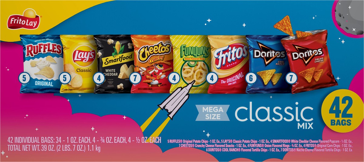 slide 7 of 11, Frito-Lay Snacks Classic Mix Variety 39 Oz 42 Count, 42 ct