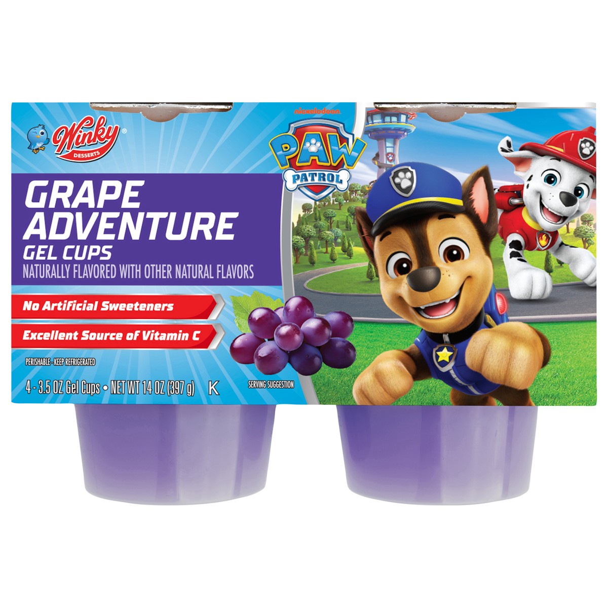 slide 1 of 10, Winky Paw Patrol Grape Adventure Gel Snacks, 4 ct