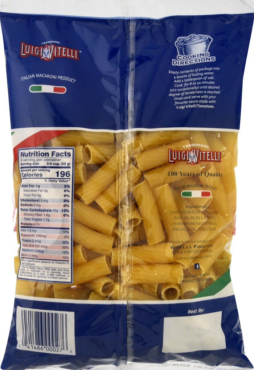 slide 2 of 9, Luigi Vitelli Rigatoni Pasta 16 oz, 16 oz