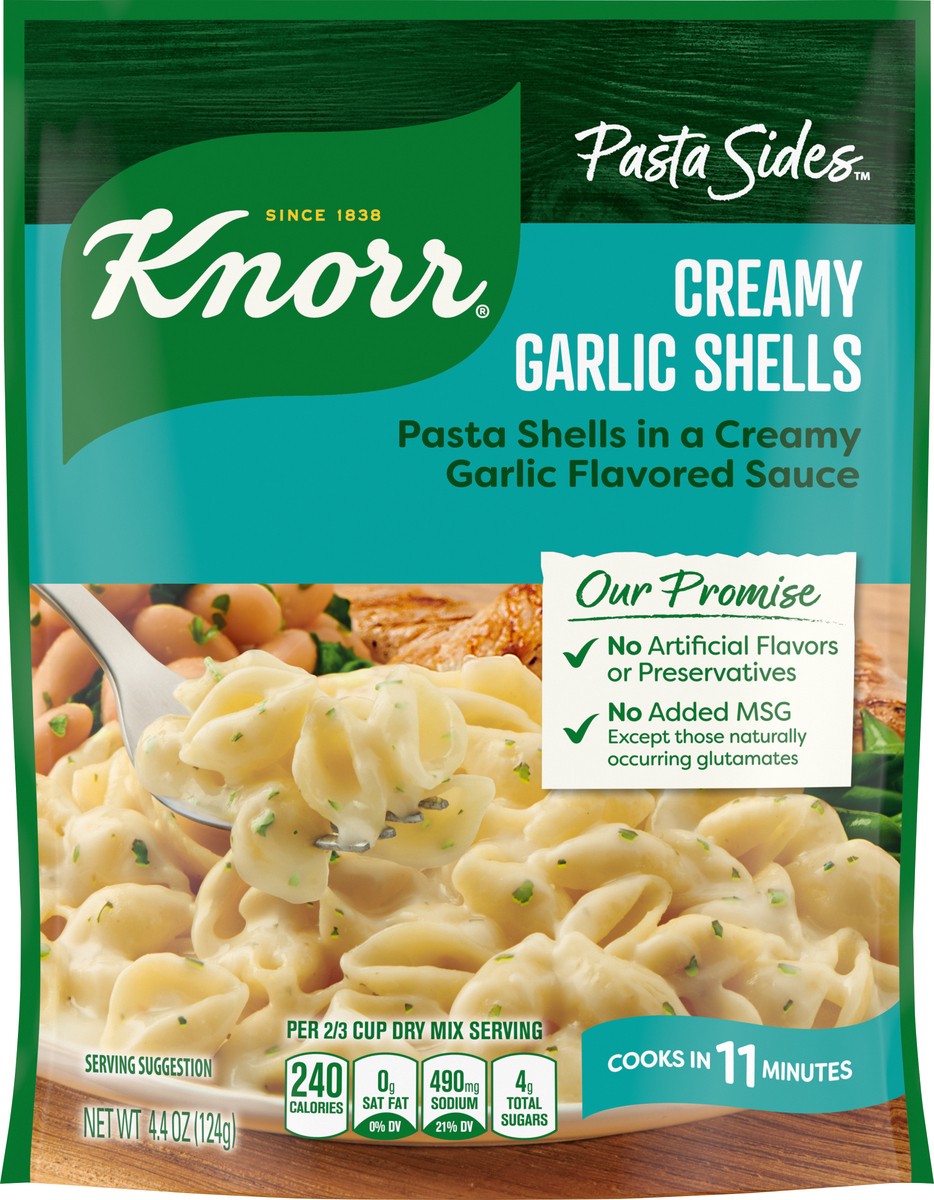 slide 4 of 5, Knorr Pasta Sides Creamy Garlic Shells, 4.4 oz, 4.4 oz