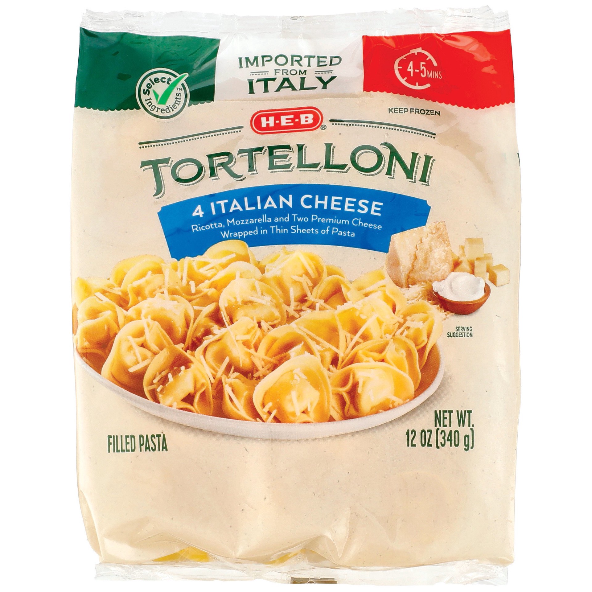 slide 1 of 1, H-E-B Four Italian Cheese Tortelloni, 12 oz