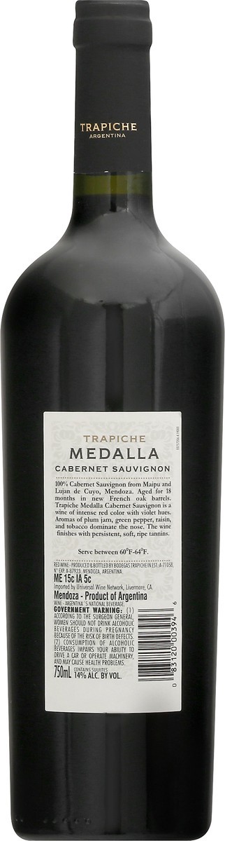 slide 2 of 8, Trapiche Medalla Mendoza Argentina Cabernet Sauvignon 750 ml, 750 ml