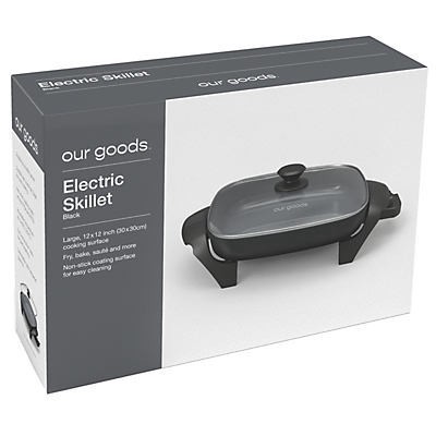 slide 1 of 1, our goods Electric Skillet with Glass Lid - Black, 12 ft