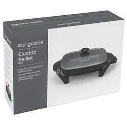 our goods Electric Skillet with Glass Lid - Black