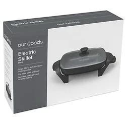 our goods Electric Skillet with Glass Lid - Black