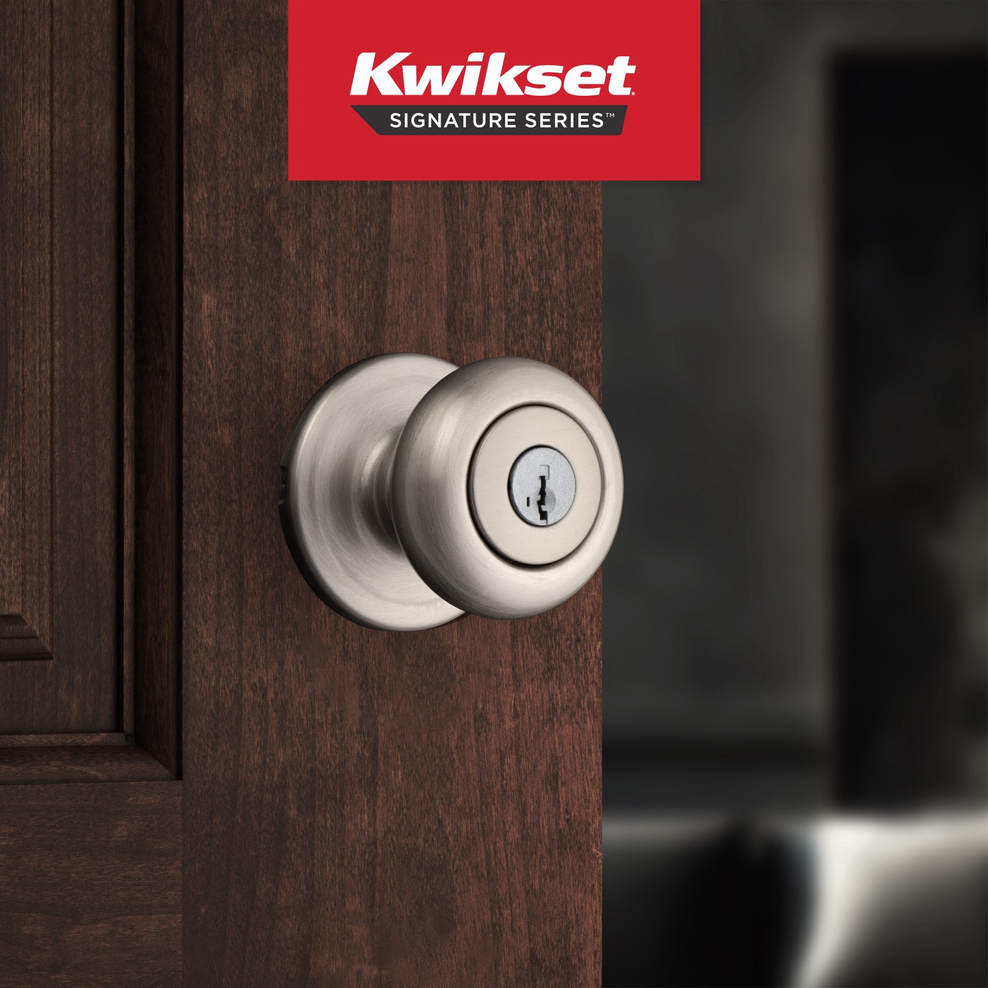 slide 2 of 6, Kwikset Signature Series Juno Satin Nickel Exterior Single-Cylinder Deadbolt and Keyed Entry Door Knob Combo Pack ft. SmartKey Security, 1 ct