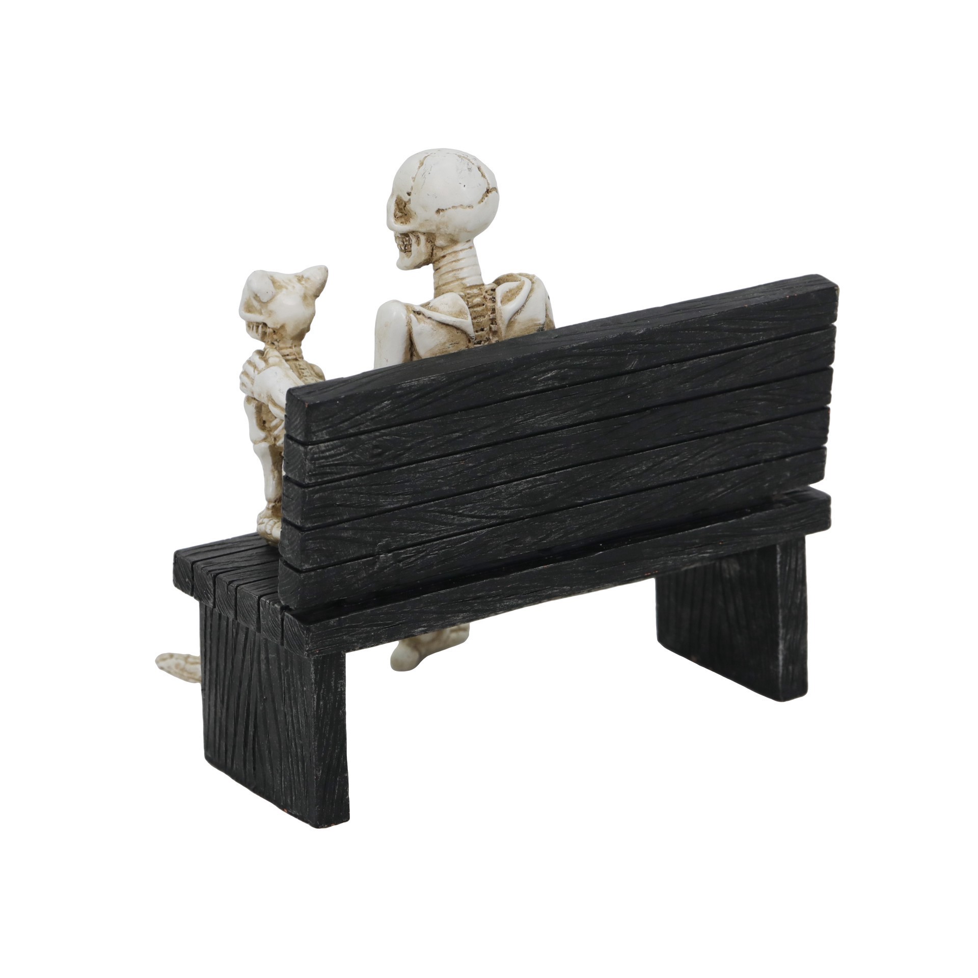 slide 2 of 2, 6" Skeleton & Cat On Bench Tabletop Decor By Ashland, 5.91 in x 3.46 in x 6.1 in