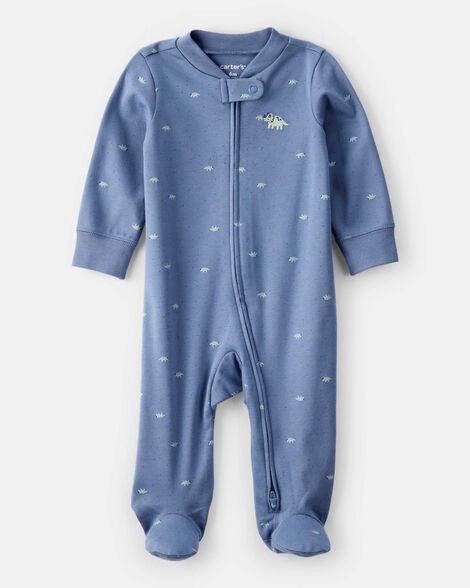 slide 1 of 4, Carter's Baby Boy Rhino Print 100% Cotton Long-Sleeve Sleep & Play - Navy Blue Navy PRE, 1 ct