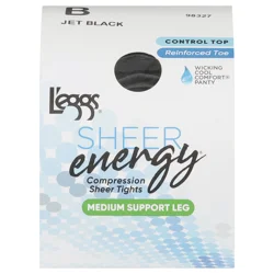 L'eggs Sheer Energy Jet Black B Medium Support Leg Compression Tights