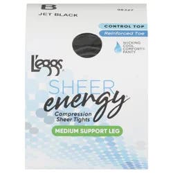 L'eggs Sheer Energy Jet Black B Medium Support Leg Compression Tights