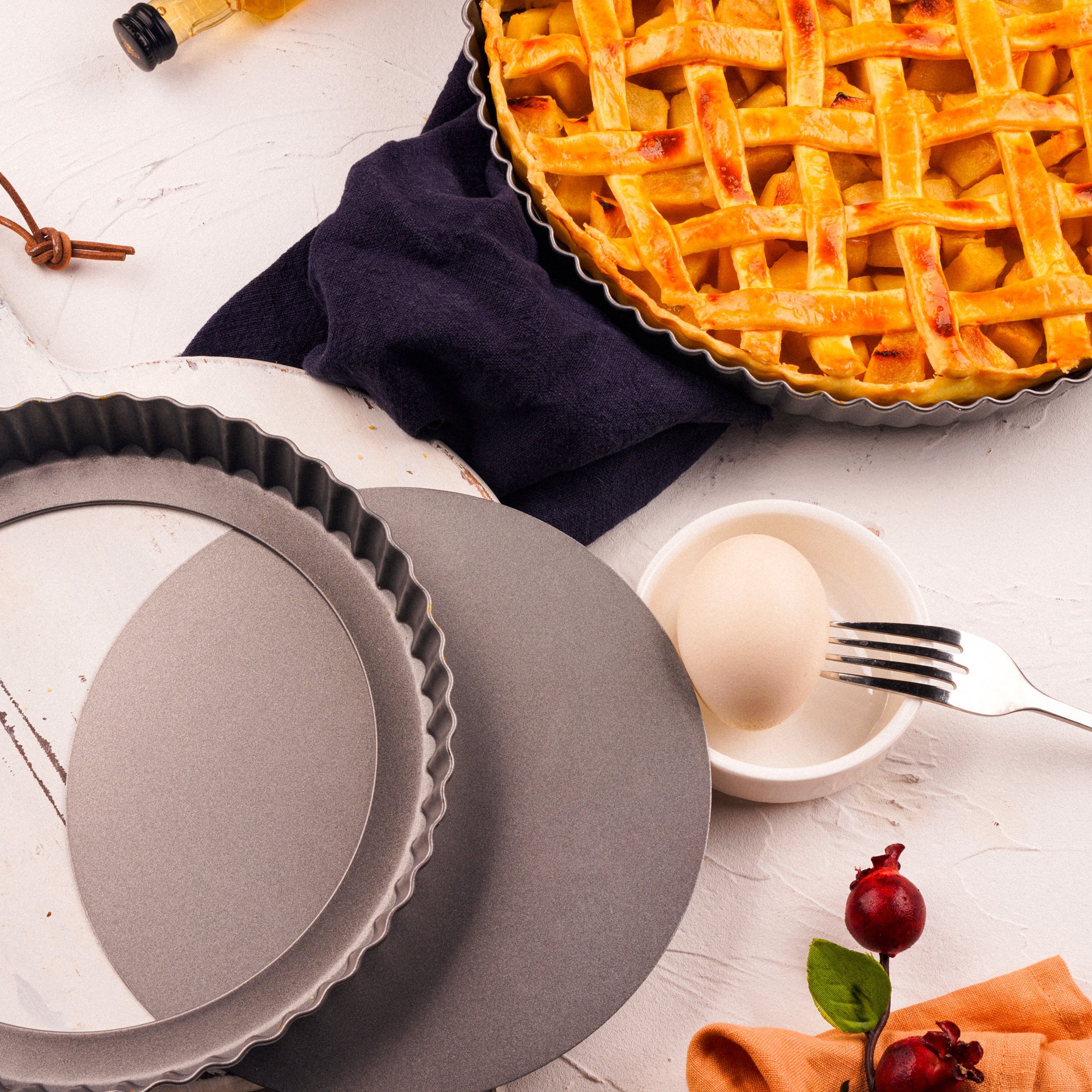 slide 8 of 8, Non-Stick Quiche & Tart Pan Set By Celebrate It, 232°c