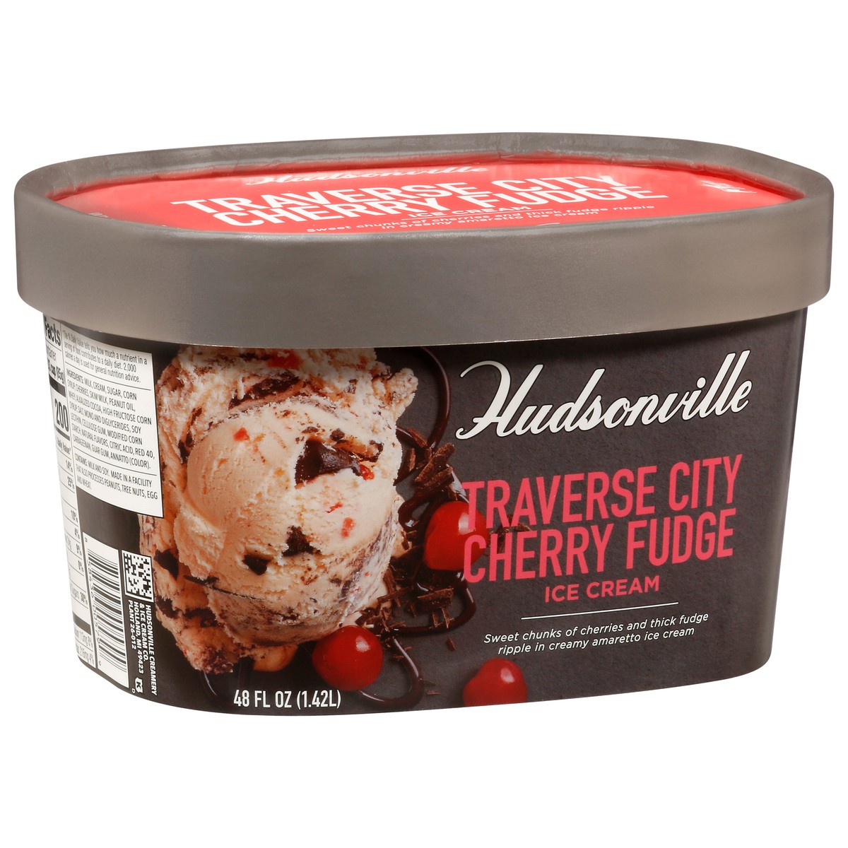 slide 6 of 9, Hudsonville Traverse City Cherry Fudge Ice Cream 48 fl oz, 48 fl oz