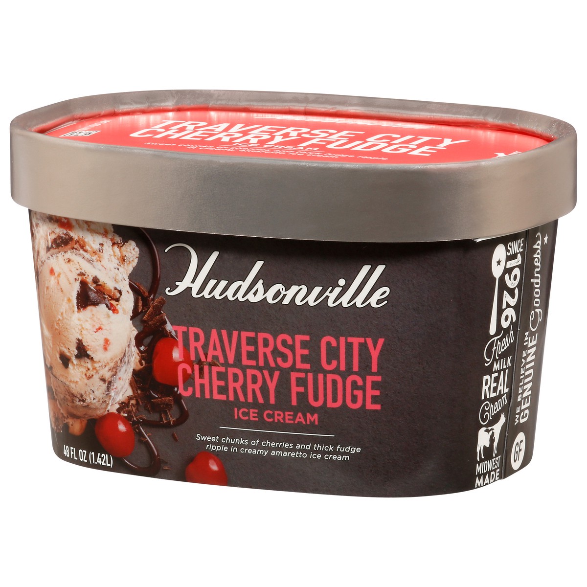 slide 7 of 9, Hudsonville Traverse City Cherry Fudge Ice Cream 48 fl oz, 48 fl oz