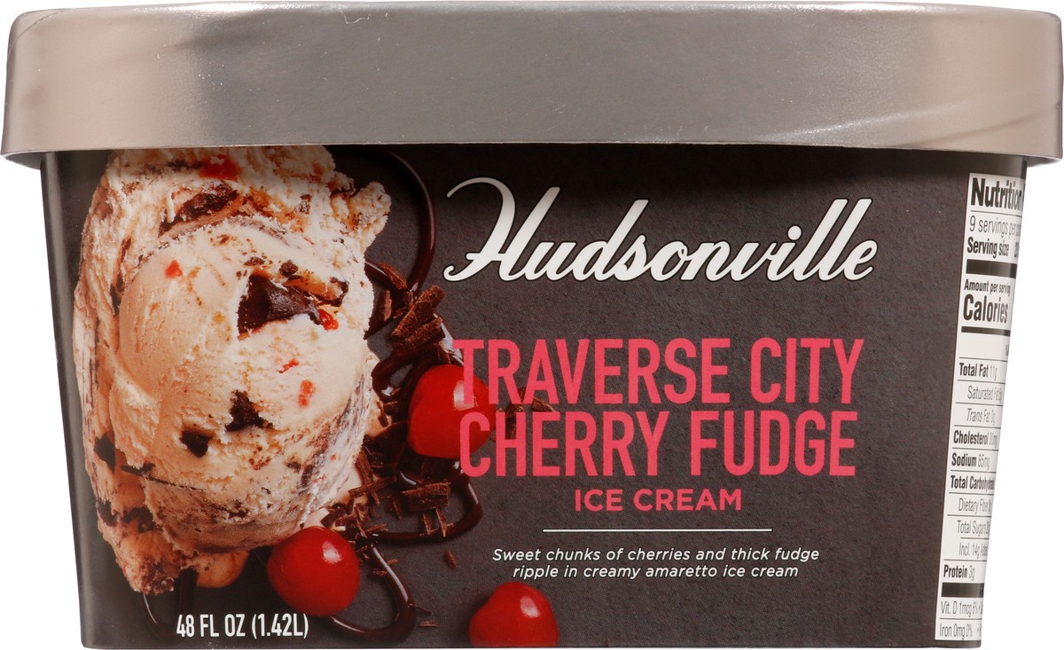 slide 8 of 9, Hudsonville Traverse City Cherry Fudge Ice Cream 48 fl oz, 48 fl oz