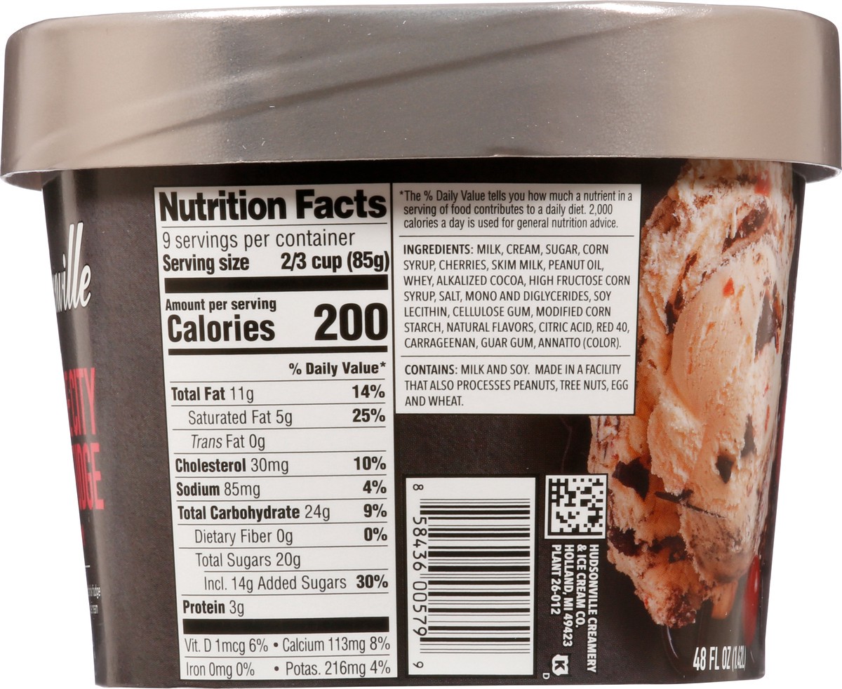 slide 2 of 9, Hudsonville Traverse City Cherry Fudge Ice Cream 48 fl oz, 48 fl oz