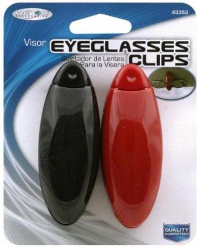 slide 1 of 1, Custom Accessories Visor Eyeglasses Clips Red/Black, 2 ct