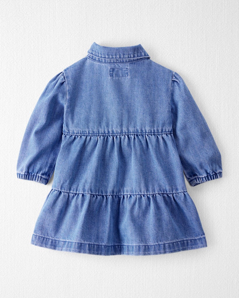 slide 2 of 5, Littleplanet Baby Girl Organic Cotton Chambray Dress Chambray 6M, 1 ct