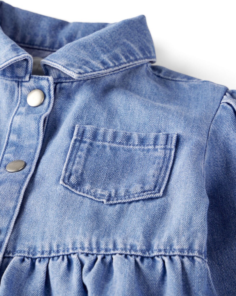 slide 4 of 5, Littleplanet Baby Girl Organic Cotton Chambray Dress Chambray 6M, 1 ct