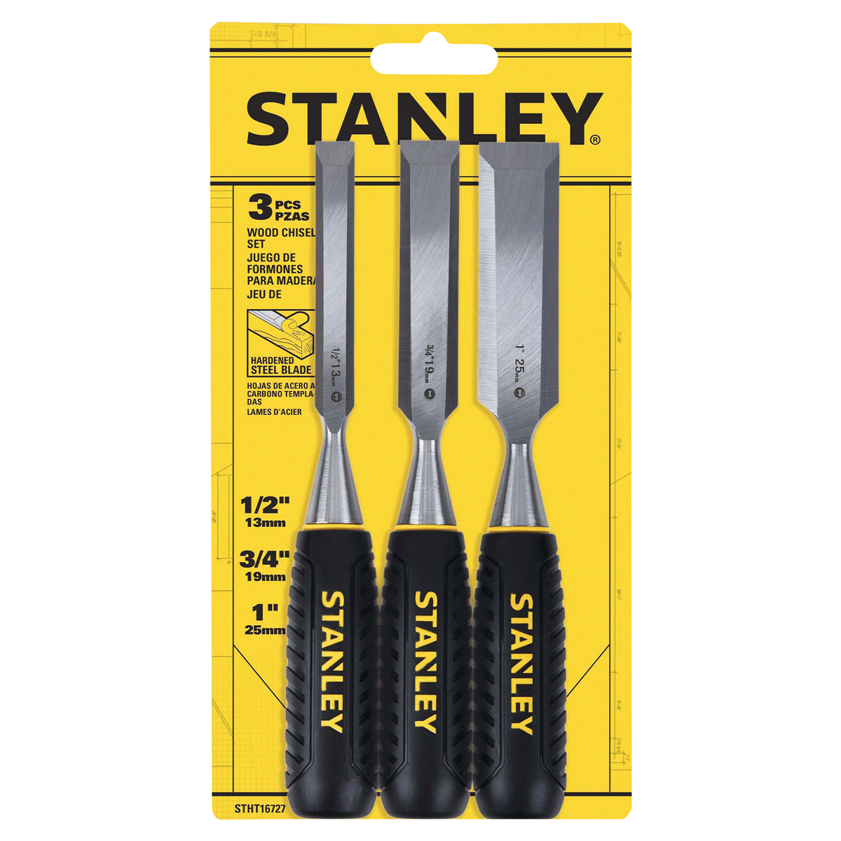 slide 1 of 9, Stanley Wood Chisel Set, 3 ct