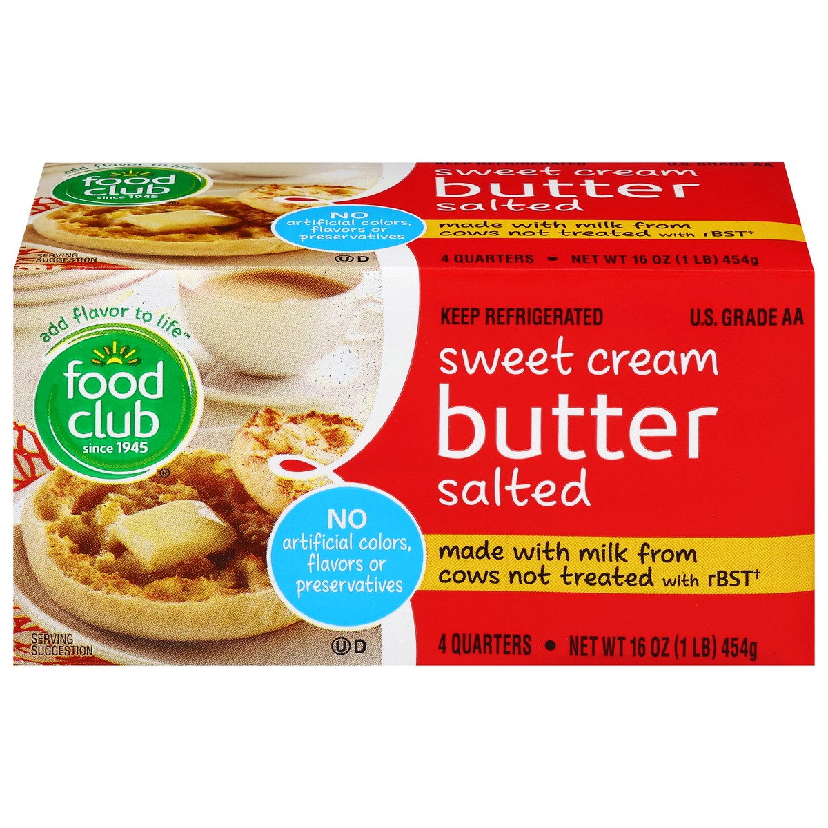 slide 1 of 9, Food Club Sweet Cream Salted Butter 4 ea, 4 ct