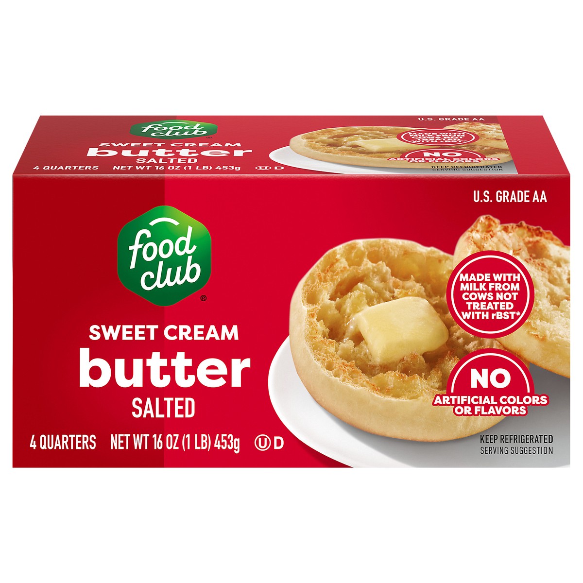slide 1 of 9, Food Club Sweet Cream Salted Butter 4 Each, 4 ct
