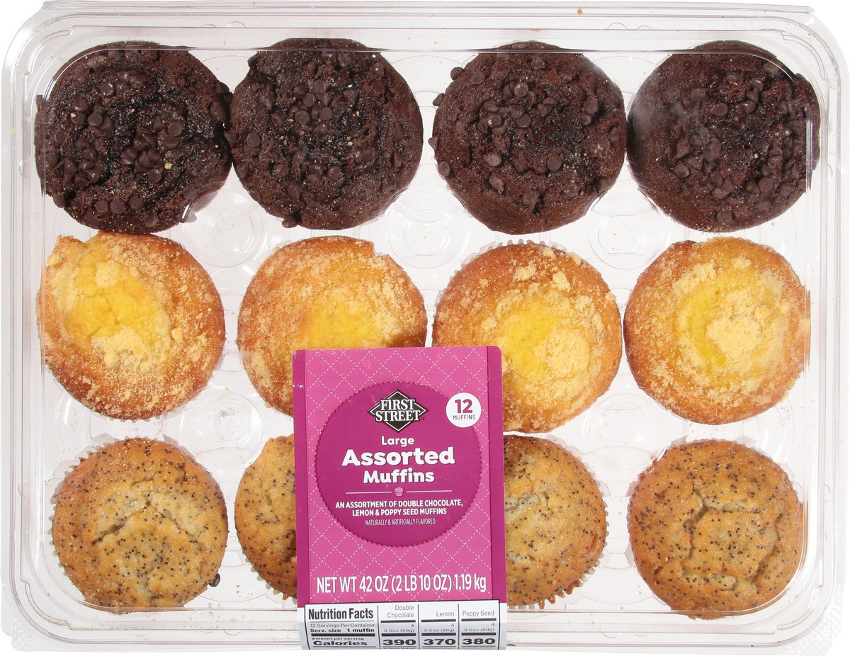 slide 9 of 12, First Street Lrg Asstd Muffin, 42 oz