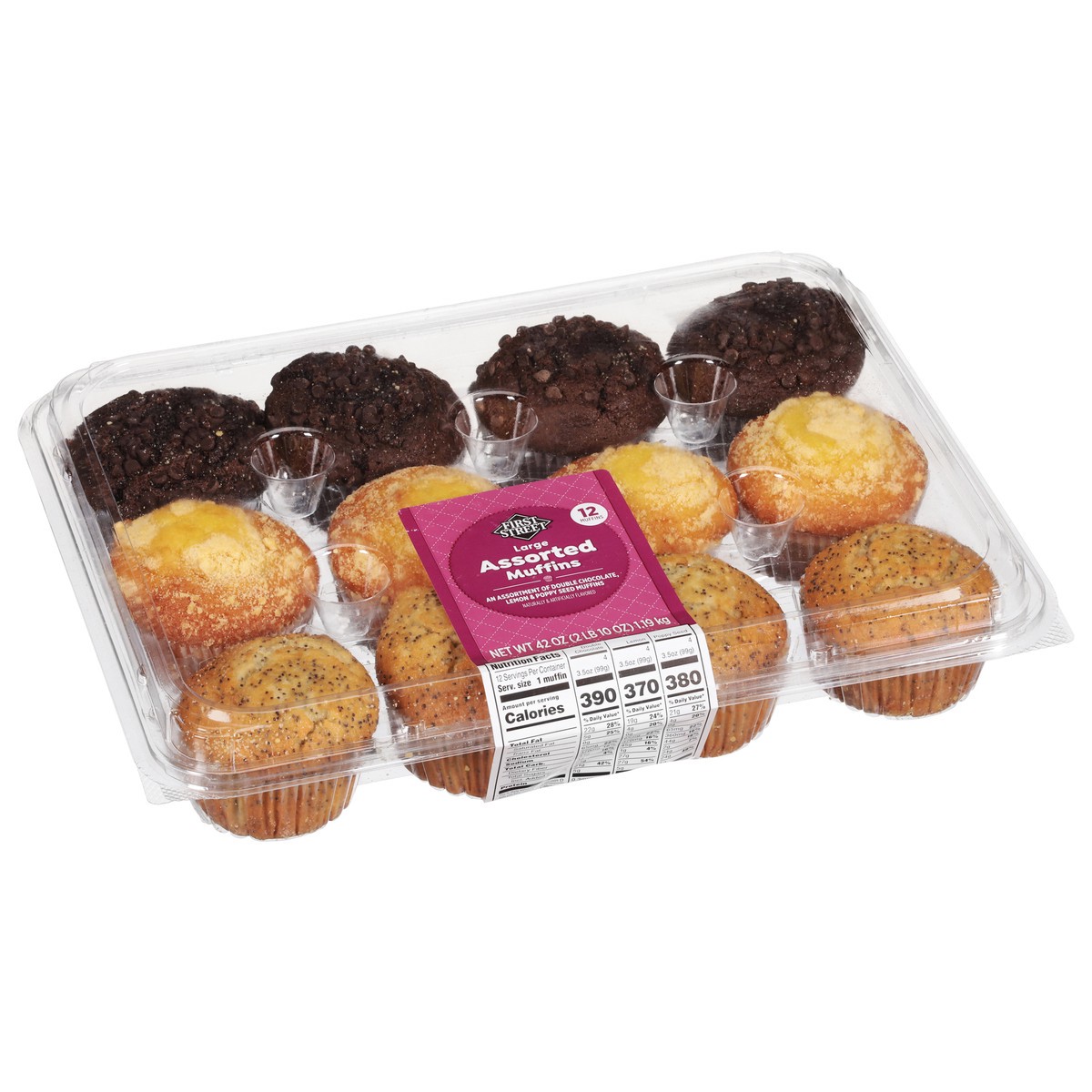 slide 4 of 12, First Street Lrg Asstd Muffin, 42 oz