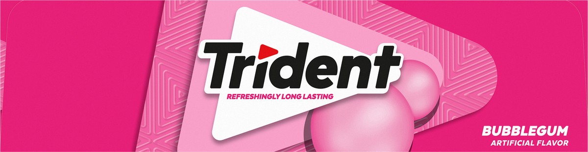 slide 6 of 9, Trident Bubblegum Sugar Free Gum, 12 Packs of 14 Pieces (168 Total Pieces), 11.26 oz