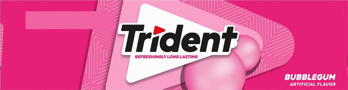 slide 7 of 9, Trident Bubblegum Sugar Free Gum, 12 Packs of 14 Pieces (168 Total Pieces), 11.26 oz