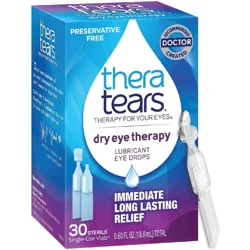 TheraTears Preservative-Free Lubricating Eye Drops for Dry Eyes, 30 Single-Use Vials