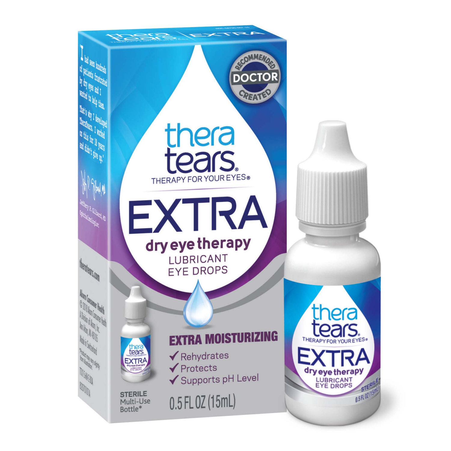 slide 1 of 5, TheraTears Extra Dry Eye Therapy Lubricant Eye Drops 0.5 fl oz, 0.50 fl oz