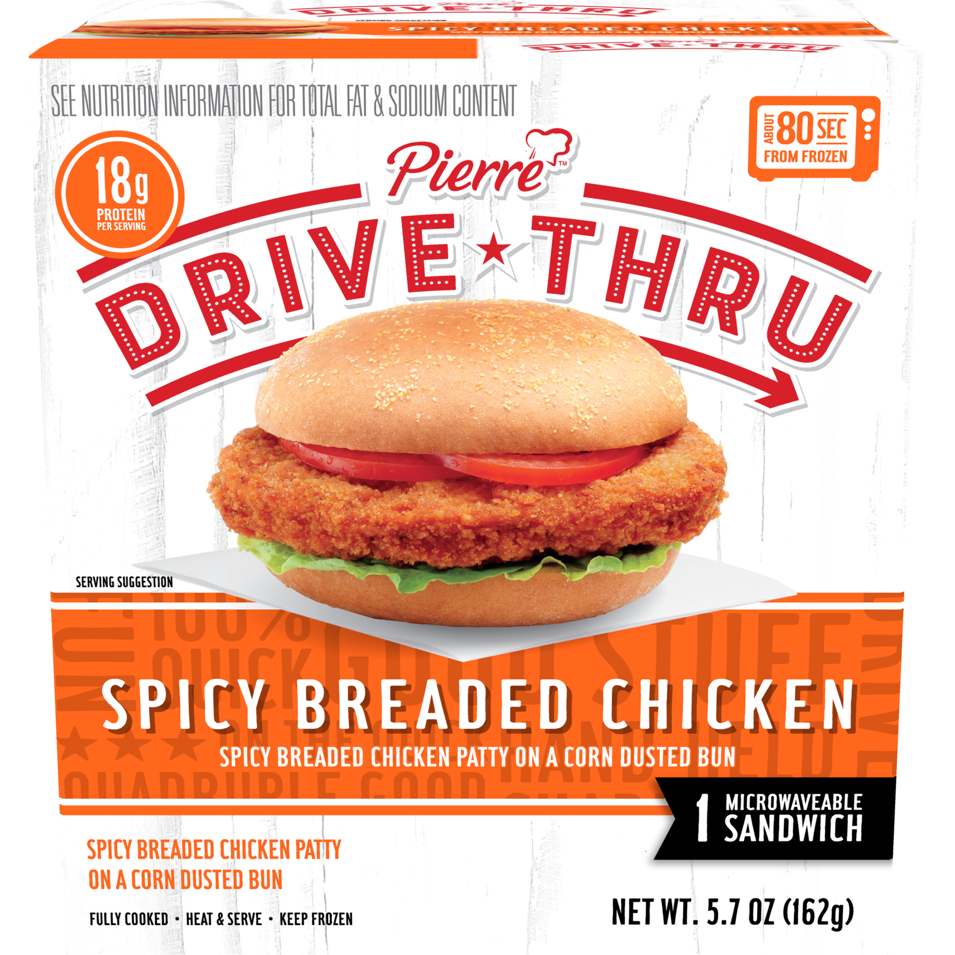 slide 1 of 9, PIERRE DRIVE THRU Spicy Breaded Chicken Sandwiches, 5.7 oz